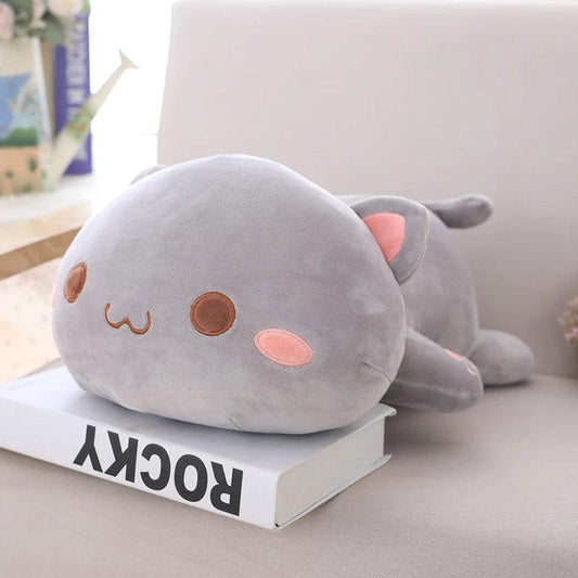 Peluche chat coloré yeux ouverts