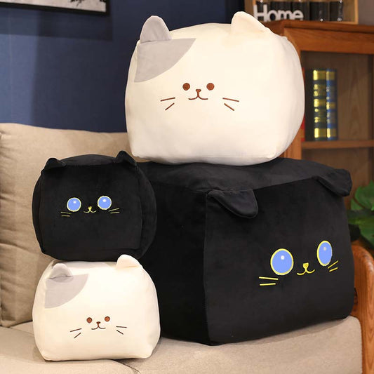 Peluche chat en forme de boîte