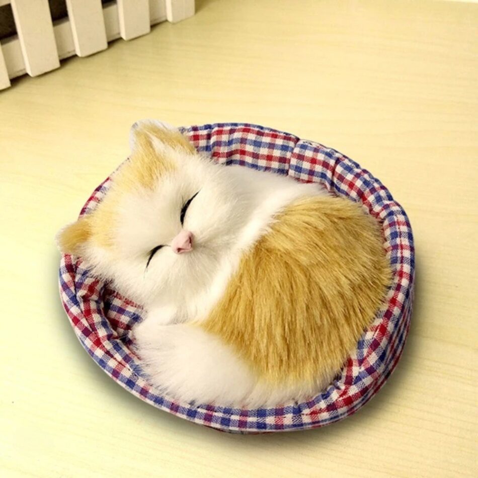 Peluche chat endormi doux câlin univers apaisant
