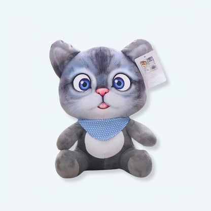 Peluche chat gris doux câlin dessin animé kawaii