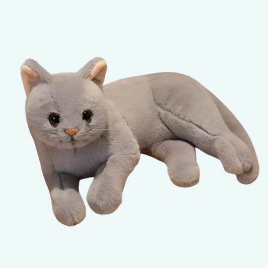 Peluche chat gris moelleux mignon câlin univers félin