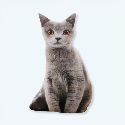 Peluche chat gris oreiller doux cocooning pour enfant