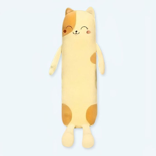 Peluche chat long doux oreiller câlin pour sieste cosy