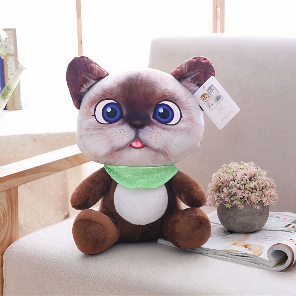 Peluche chat marron enfant doux dessin animé câlin