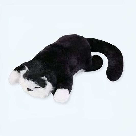 Peluche chat noir doux endormi pour nuit paisible