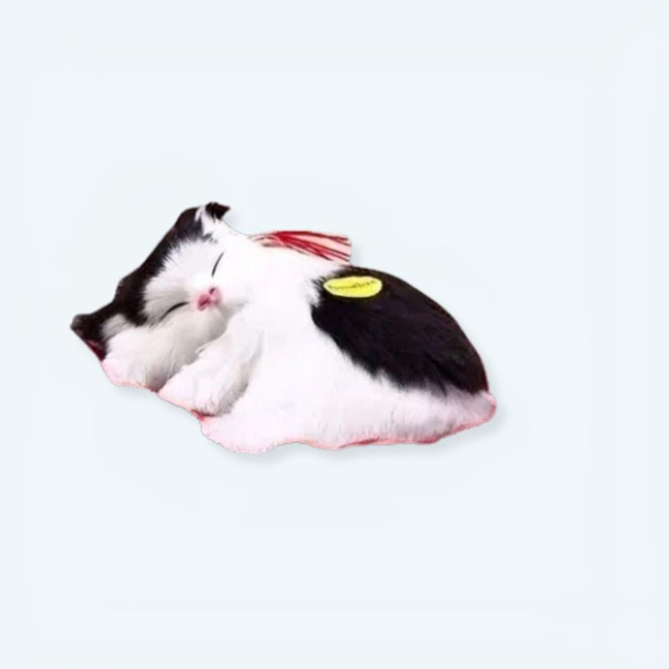 Peluche chat noir et blanc doux sommeil enfant