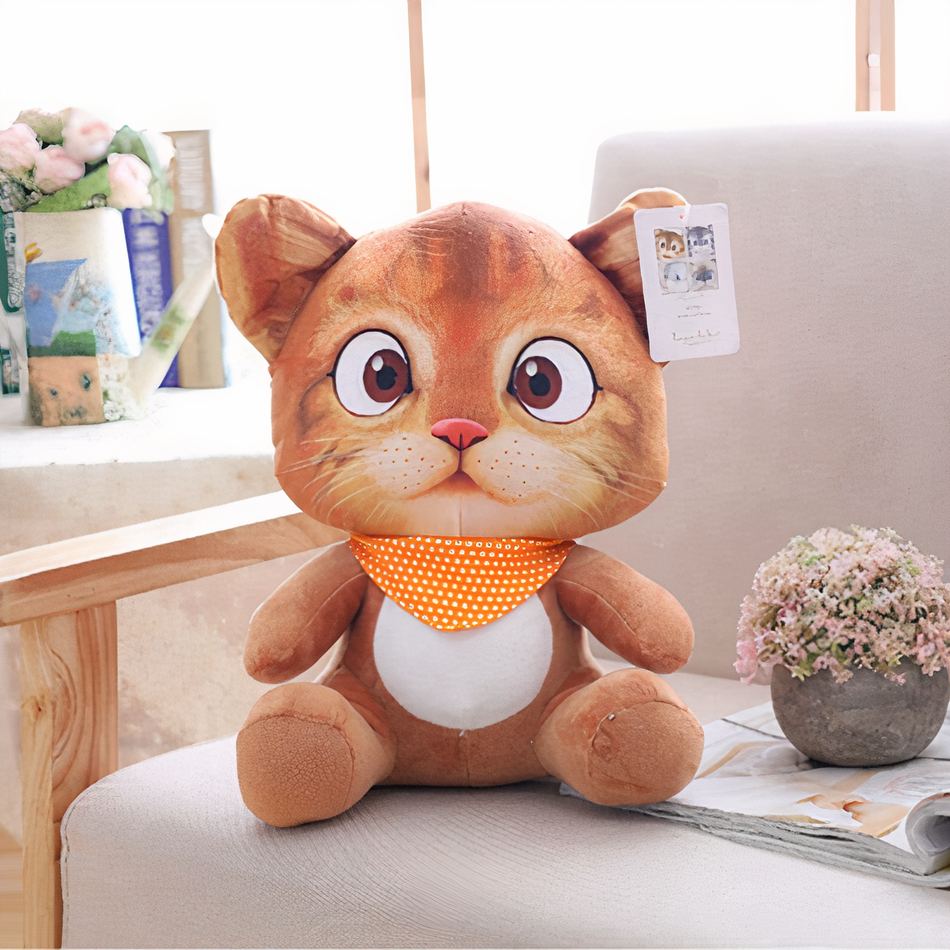 Peluche chat orange mignon doux pour enfant câlin