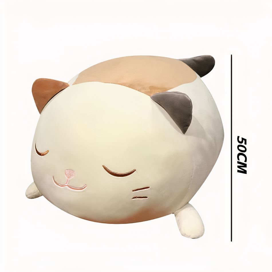 Peluche chat oreiller doux enfant confort câlin nuit