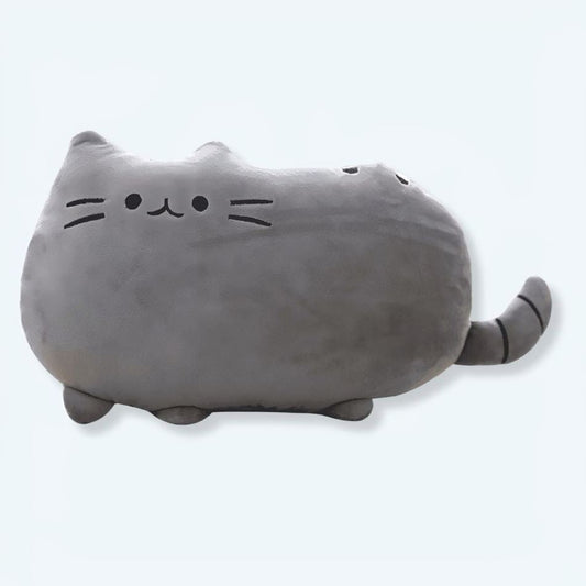 Peluche chat oreiller gris doux câlin décoration intérieure