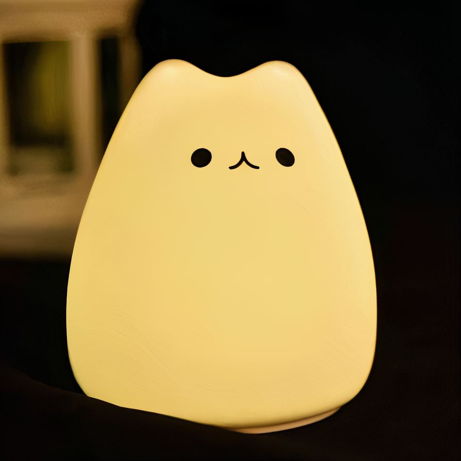 Peluche chat silicone lumineux enfant chambre nuit douce