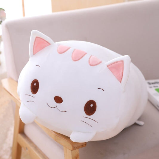 Peluche chat squishmallow blanc à moustache