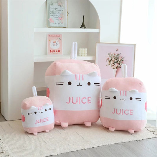 Peluche chat squishmallow brique de jus fraise