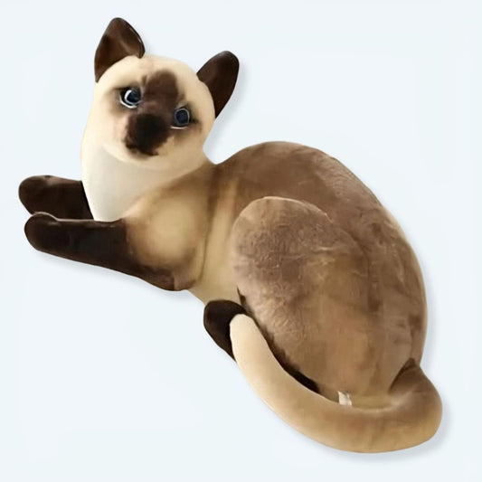 Peluche chat tigré gris doux câlin animal compagnie