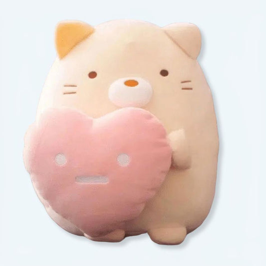 Peluche chaton coeur doux câlin pour enfant fille