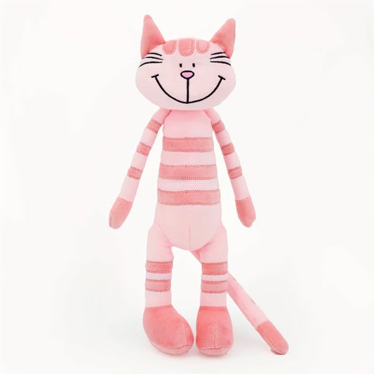 Peluche chaton rose tigré douce câline enfant jouet