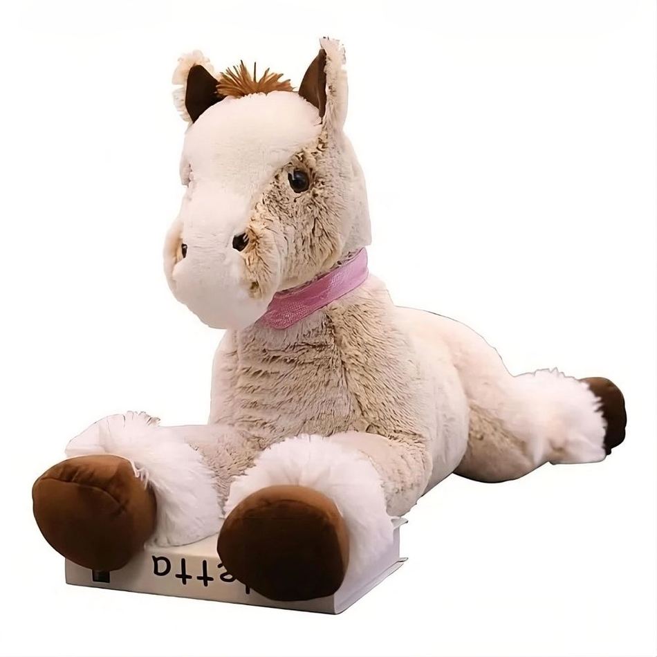 Peluche cheval beige doux enfant confort couchage