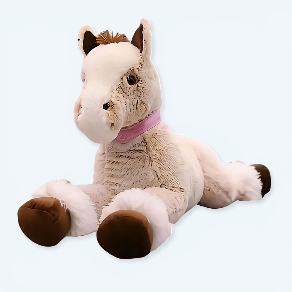 Peluche cheval beige doux enfant confort couchage