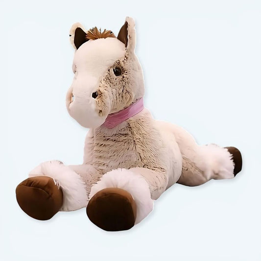Peluche cheval beige doux enfant confort couchage