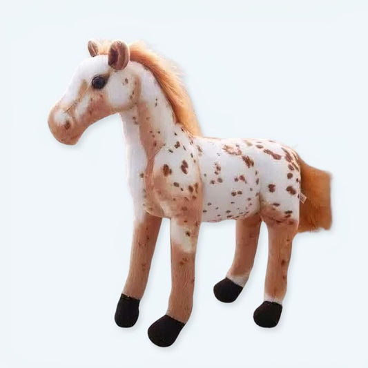 Peluche cheval blanc marron doux compagnon enfant