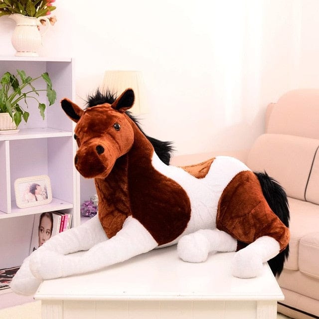 Peluche Cheval Géant  Ouragan le Fidèle | Peluche World 70cm / Pie baie