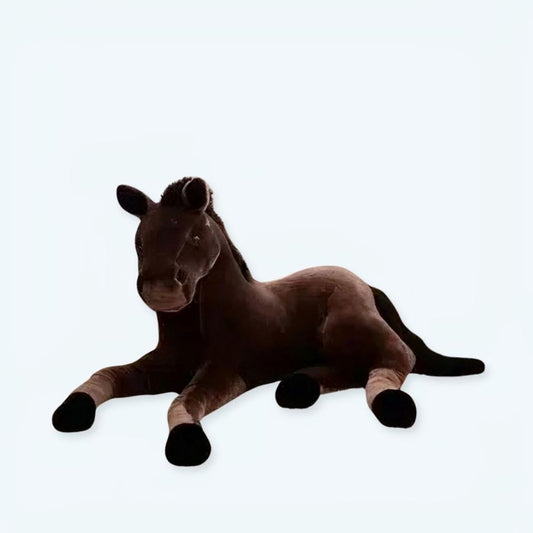 Peluche cheval marron doux enfant câlin réaliste