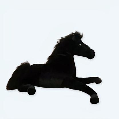 Peluche cheval noir doux enfant câlin velours élégant