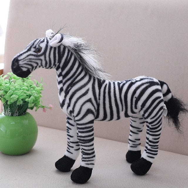 Peluche Cheval Noir Et Blanc  Zébulon | Peluche World 30 cm