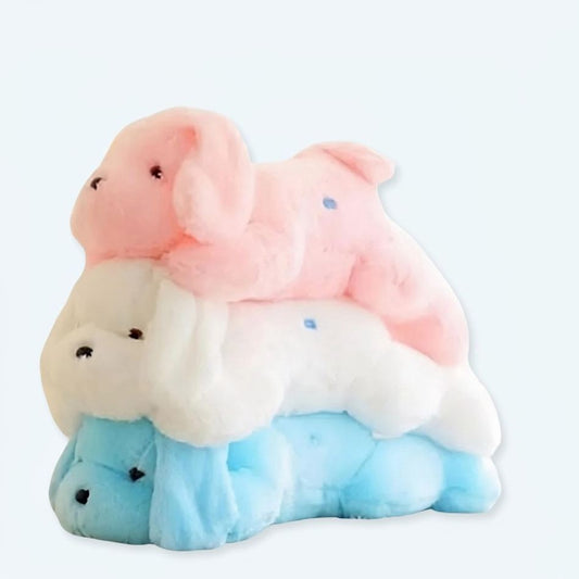 Peluche chien blanche lumineuse douce nuit apaisante