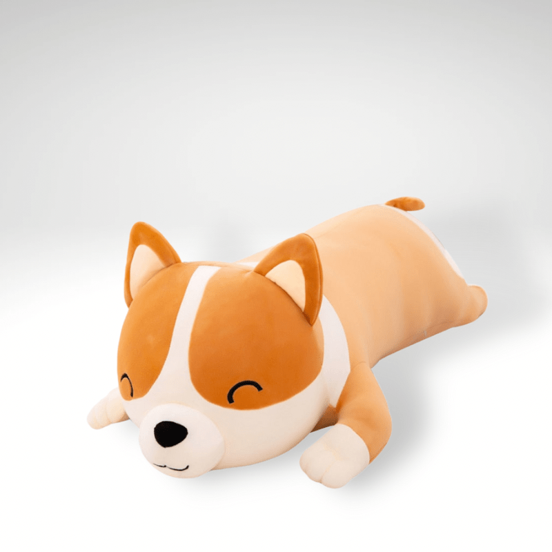 Peluche chien corgi orange