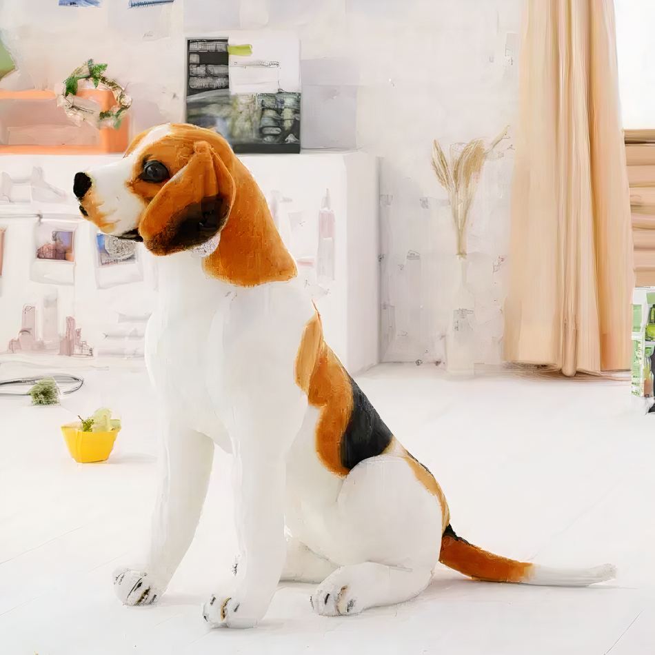 Peluche chien géant tricolore doux câlin enfant