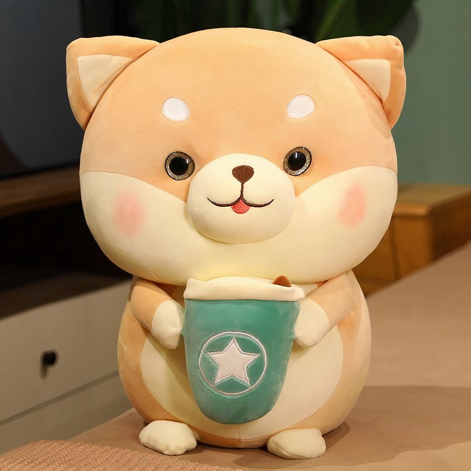 Peluche chien gourmand doux Bubble Tea enfant