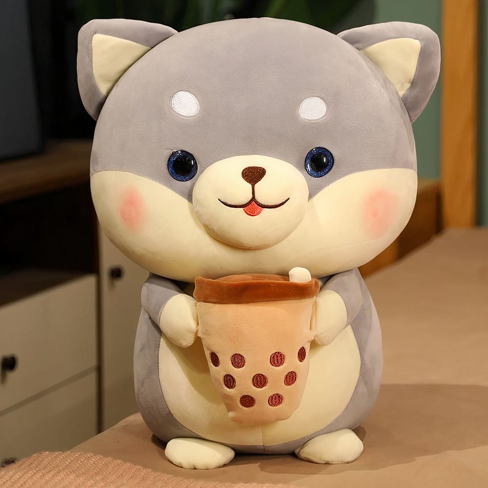 Peluche chien gourmand doux Bubble Tea enfant