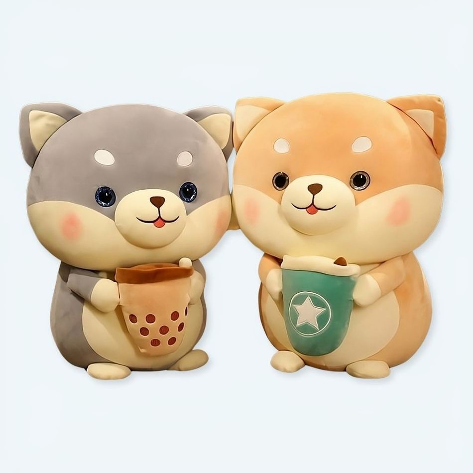 Peluche chien gourmand doux Bubble Tea enfant