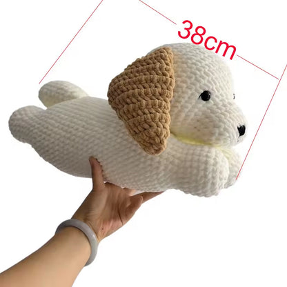 Peluche chien oreiller doux crochet relaxant cozy