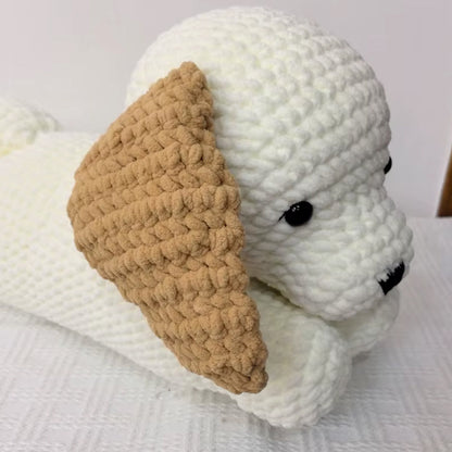 Peluche chien oreiller doux crochet relaxant cozy
