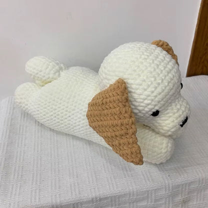 Peluche chien oreiller doux crochet relaxant cozy