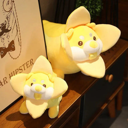 Peluche chien shiba inu dans une banane