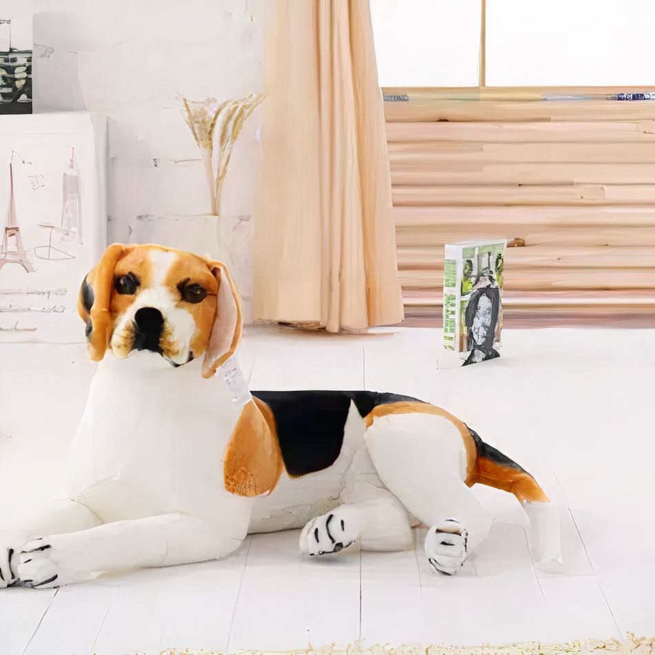 Peluche chien tricolore géant doux et câlin enfant