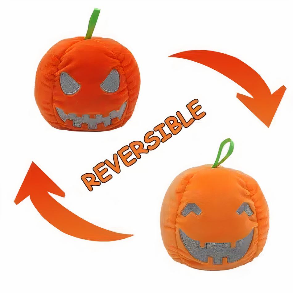 Peluche citrouille réversible lumineuse Halloween déco