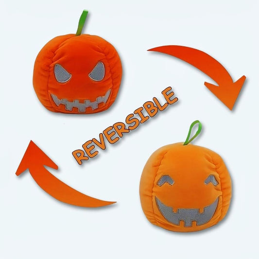 Peluche citrouille réversible lumineuse Halloween déco