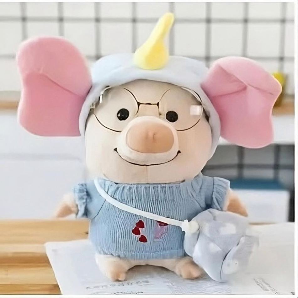 Peluche cochon déguisé éléphant doux enfant câlin