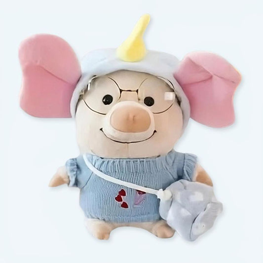 Peluche cochon déguisé éléphant doux enfant câlin