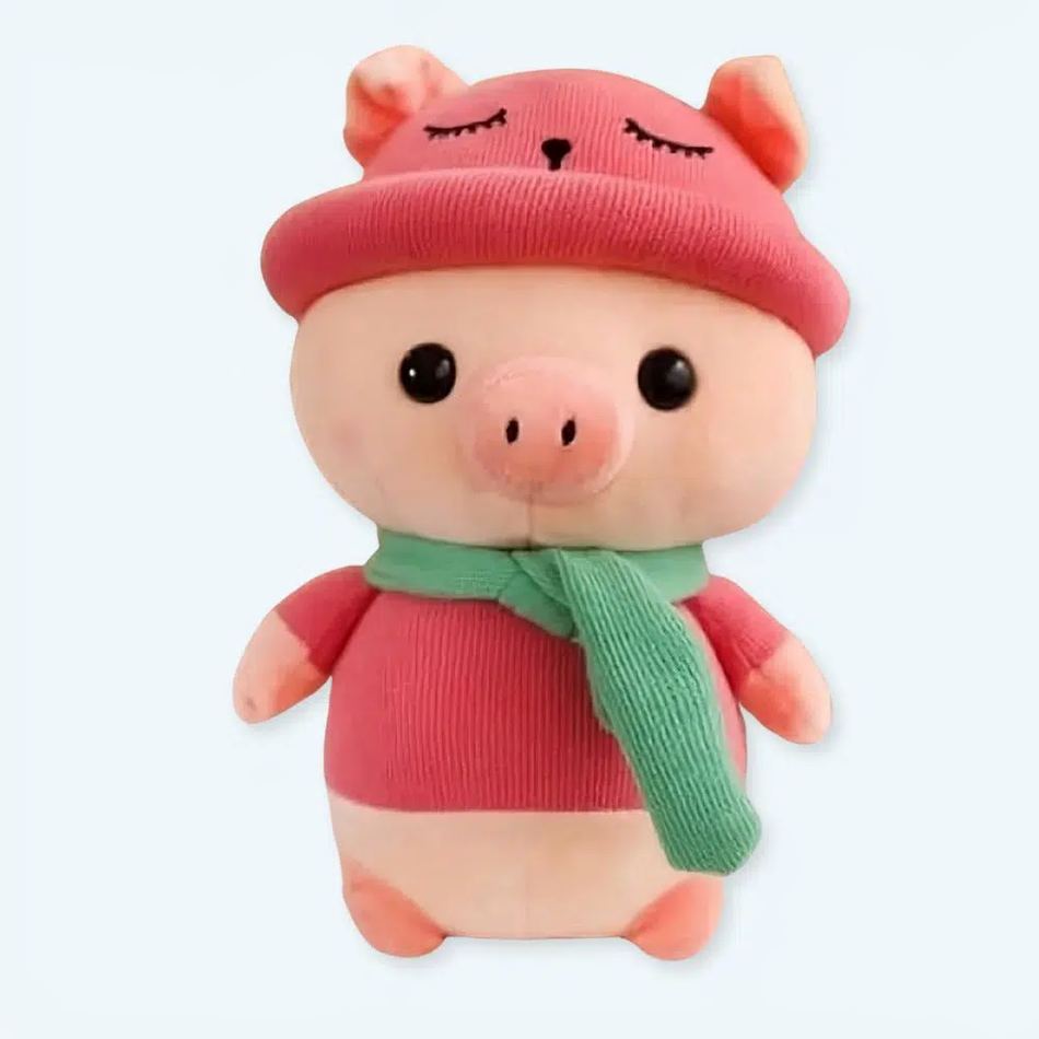 Peluche cochon rose adorable tenue douce câline