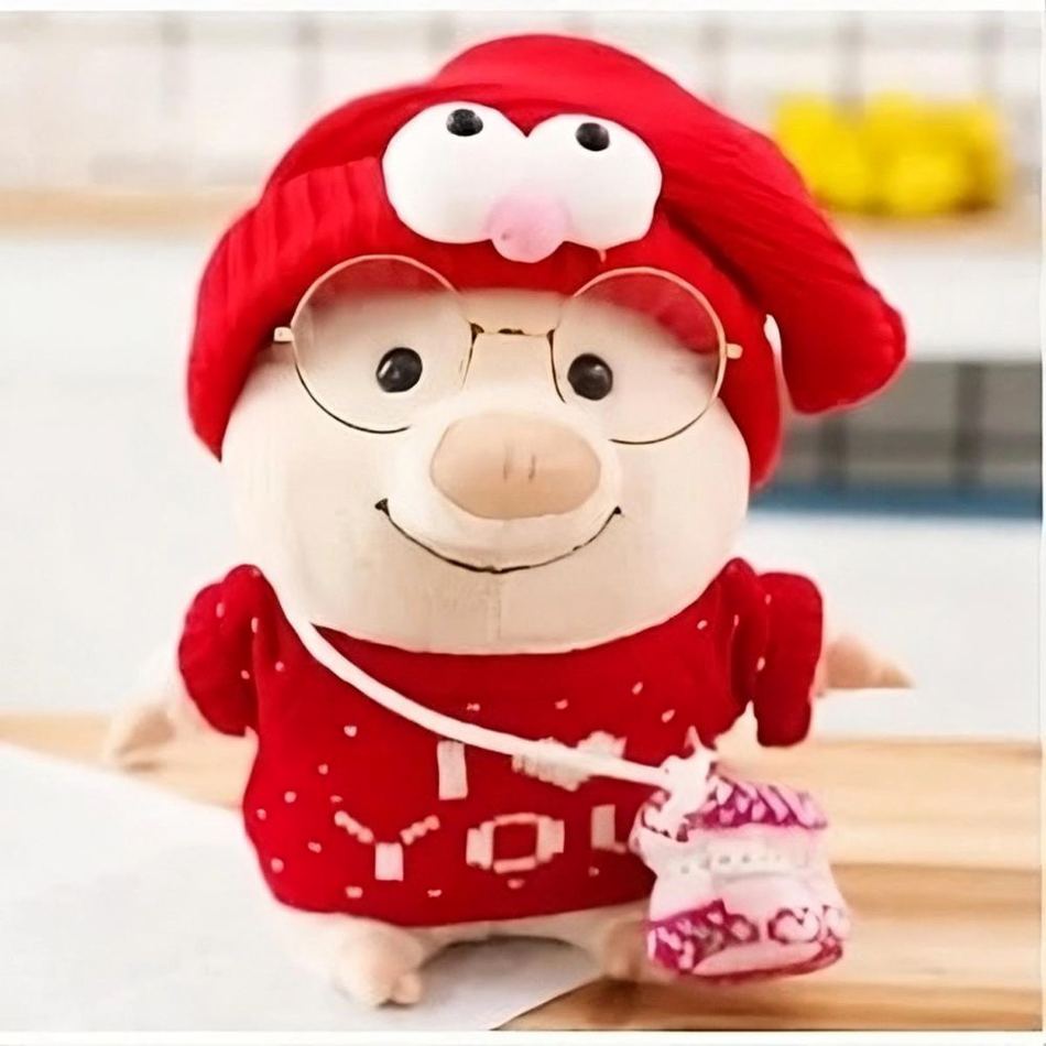 Peluche cochon rose tendre pull doux message romantique