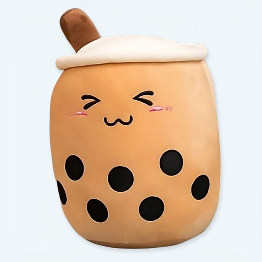 Peluche coussin Bubble tea marron doux cocooning