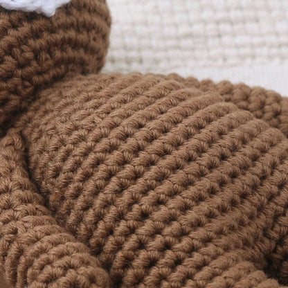 Peluche crochet ourson marron et blanc