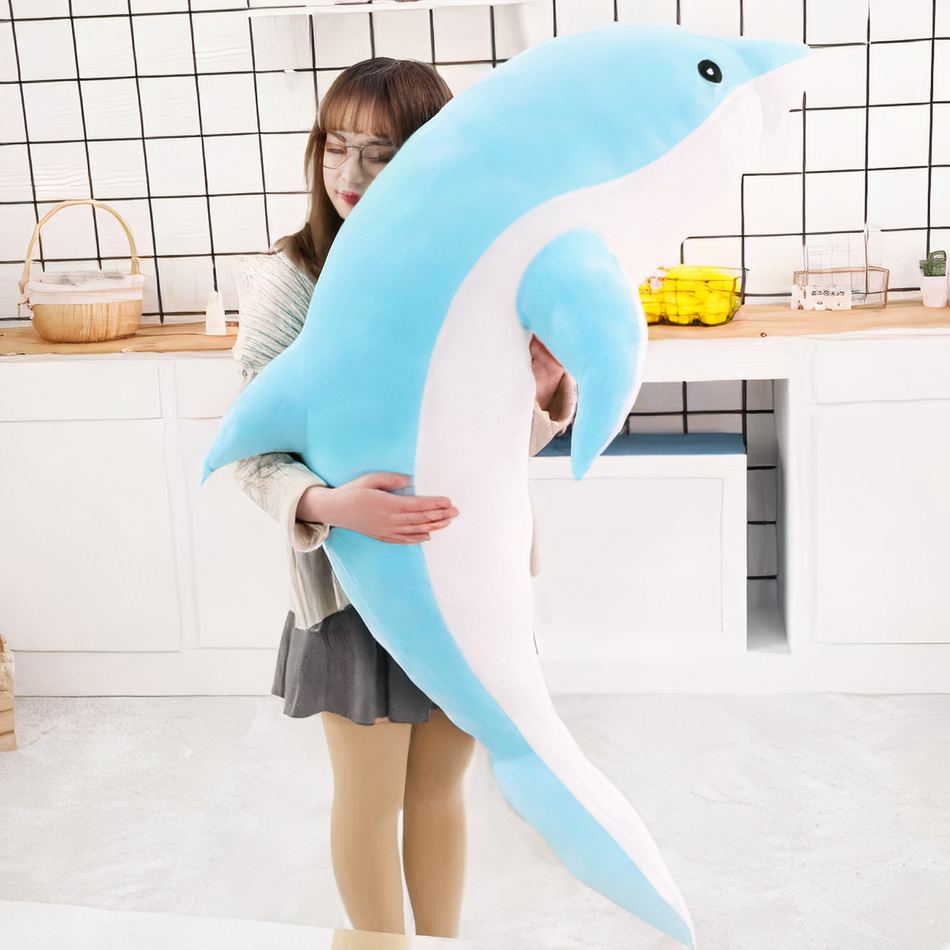 Peluche dauphin océan doux câlin enfant pelage bleu