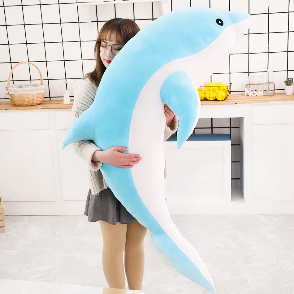 Peluche dauphin océan doux câlin enfant pelage bleu