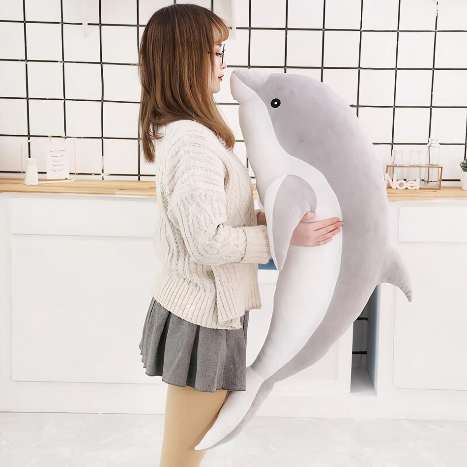 Peluche dauphin océan doux câlin enfant pelage bleu