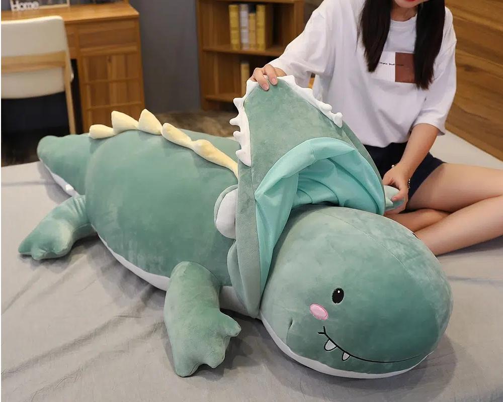 Peluche dinosaure bleu câlin enfant doux fantastique